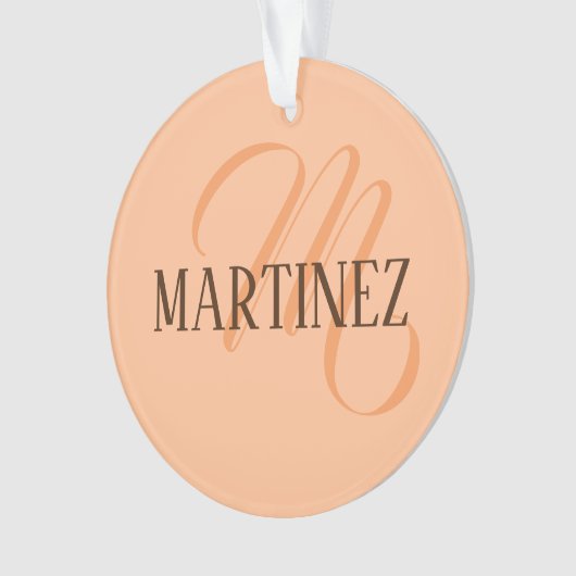 Peach Fuzz Eleganter Personalisierter Name Ornament (Vorderseite)