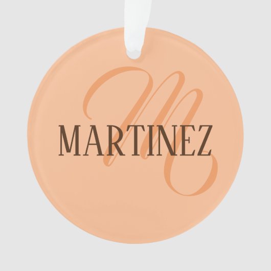 Peach Fuzz Eleganter Personalisierter Name Ornament (Vorderseite)