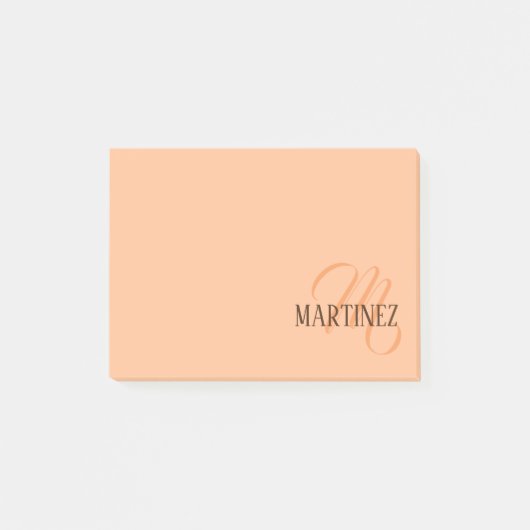 Peach Fuzz Eleganter Personalisierter Name Post-it Klebezettel (Vorderseite)