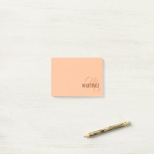 Peach Fuzz Eleganter Personalisierter Name Post-it Klebezettel (Auf Schreibtisch)