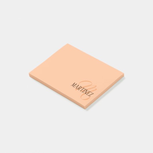 Peach Fuzz Eleganter Personalisierter Name Post-it Klebezettel (angewinkelt)