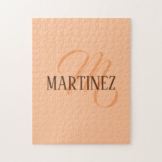 Peach Fuzz Eleganter Personalisierter Name Puzzle (Vertikal)