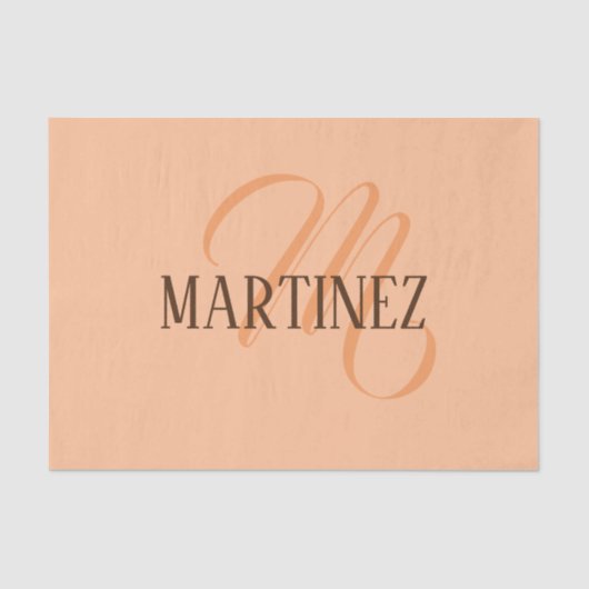 Peach Fuzz Eleganter Personalisierter Name Seidenpapier (Vorderseite)