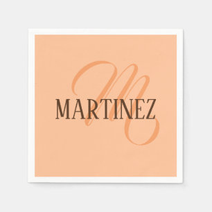 Peach Fuzz Eleganter Personalisierter Name Serviette