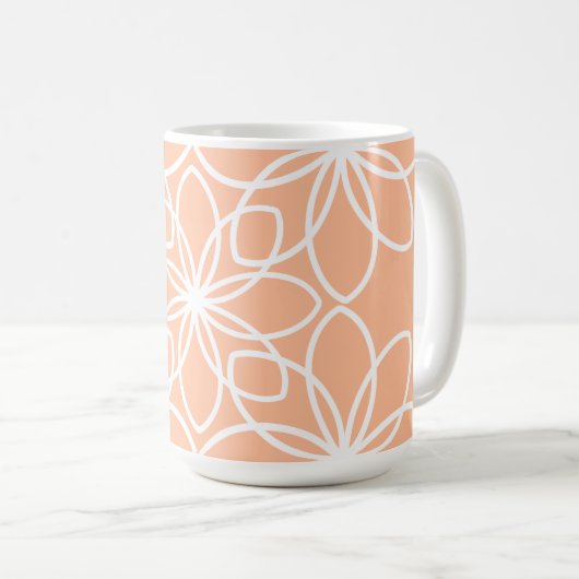 Peach fuzz elegantes stilvolles Blumendesign Kaffeetasse (VorderseiteRechts)