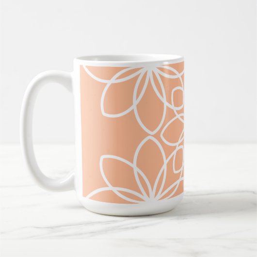 Peach fuzz elegantes stilvolles Blumendesign Kaffeetasse (Links)