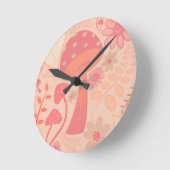 Peach Fuzz Farbe des Jahres Pilze Blumenbeete Runde Wanduhr (Winkel)