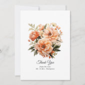 Peach Fuzz Floral Wedding Dankeskarte (Vorderseite)
