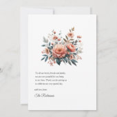 Peach Fuzz Floral Wedding Dankeskarte (Rückseite)