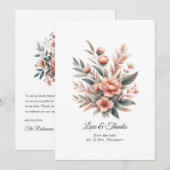 Peach Fuzz Floral Wedding Dankeskarte (Vorne/Hinten)