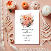 Peach Fuzz Floral Wedding Einladung