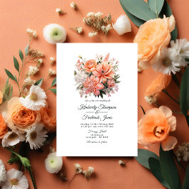 Peach Fuzz Floral Wedding Einladung