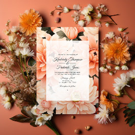 Peach Fuzz Floral Wedding Einladung