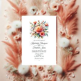 Peach Fuzz Floral Wedding Einladung