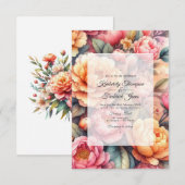 Peach Fuzz Floral Wedding Einladung (Vorne/Hinten)