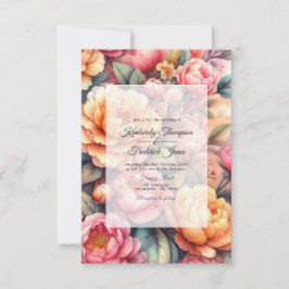 Peach Fuzz Floral Wedding Einladung