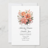 Peach Fuzz Floral Wedding Einladung (Vorderseite)