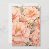 Peach Fuzz Floral Wedding Einladung (Rückseite)