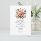 Peach Fuzz Floral Wedding Einladung (Stehend Vorderseite)