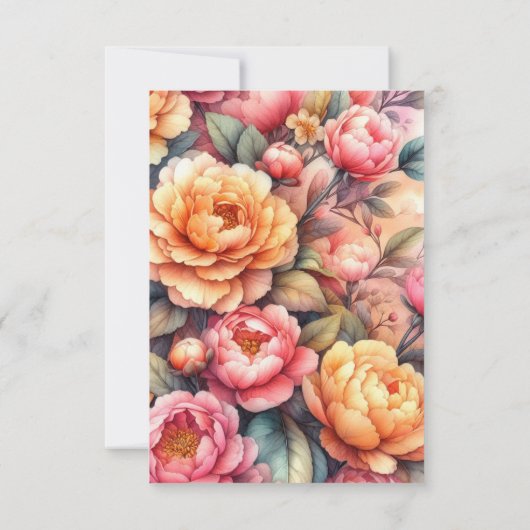 Peach Fuzz Floral Wedding Einladung (Rückseite)