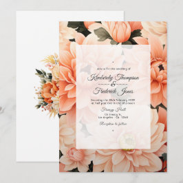 Peach Fuzz Floral Wedding Einladung