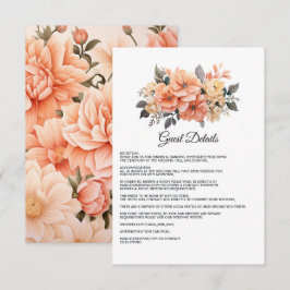 Peach Fuzz Floral Wedding Guest Details Begleitkarte