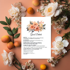 Peach Fuzz Floral Wedding Guest Details Begleitkarte