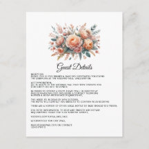 Peach Fuzz Floral Wedding Guest Details