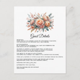 Peach Fuzz Floral Wedding Guest Details Begleitkarte