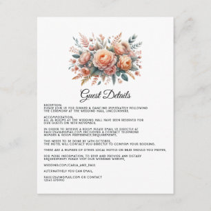 Peach Fuzz Floral Wedding Guest Details Begleitkarte