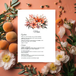 Peach Fuzz Floral Wedding Menükarte
