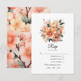 Peach Fuzz Floral Wedding RSVP Karte
