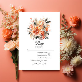 Peach Fuzz Floral Wedding RSVP Karte