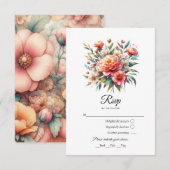 Peach Fuzz Floral Wedding RSVP Karte (Vorne/Hinten)