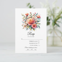 Peach Fuzz Floral Wedding RSVP Karte