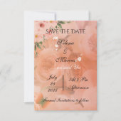 Peach Fuzz Floral Wedding Save the Date (Vorderseite)