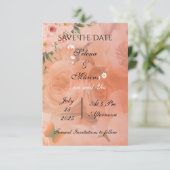 Peach Fuzz Floral Wedding Save the Date (Stehend Vorderseite)