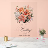 Peach Fuzz Floral Wedding Welcome Acrylschild (Hochzeit)