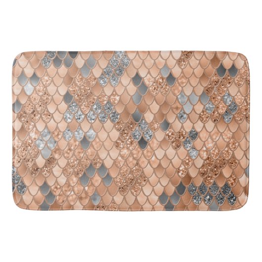 Peach Fuzz Gray Mermaid Scales Glam #1 Badematte (Vorderseite)