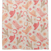 Peach Fuzz Groovy Cowgirl Stiefel and Hats Muster Duschvorhang (Vorderseite)