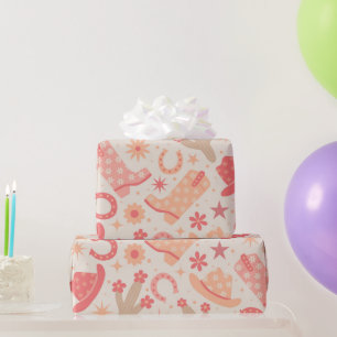 Peach Fuzz Groovy Cowgirl Stiefel und Hüte Geschenkpapier