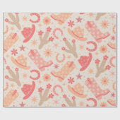 Peach Fuzz Groovy Cowgirl Stiefel und Hüte Geschenkpapier (Flach)