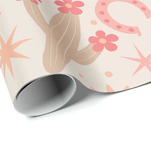 Peach Fuzz Groovy Cowgirl Stiefel und Hüte Geschenkpapier (Rolleneckpunkt)