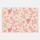 Peach Fuzz Groovy Cowgirl Stiefel und Hüte Geschenkpapier Set (Vorderseite 3)