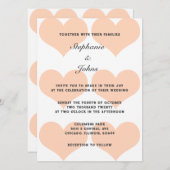 Peach Fuzz Herzmuster Elegante Romantische Hochzei Einladung (Vorne/Hinten)