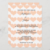 Peach Fuzz Herzmuster Trendy Romantische Hochzeit Einladung (Vorne/Hinten)