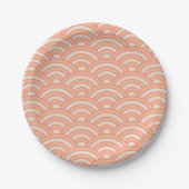 Peach Fuzz Japanese Waves Seigaiha  Pappteller (Vorderseite)