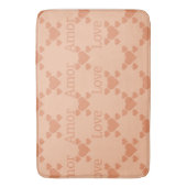 Peach Fuzz Liebe hört zweisprachigen Text "Amor""L Badematte (Vorderseite Vertikal)