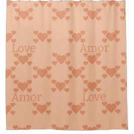 Peach Fuzz Liebe hört zweisprachigen Text "Amor""L Duschvorhang