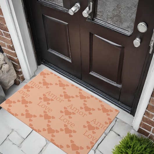 Peach Fuzz Liebe hört zweisprachigen Text "Amor""L Fußmatte